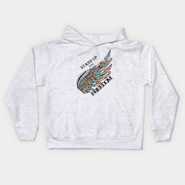 freedom-free-stand-up Kids Hoodie by Ham.x